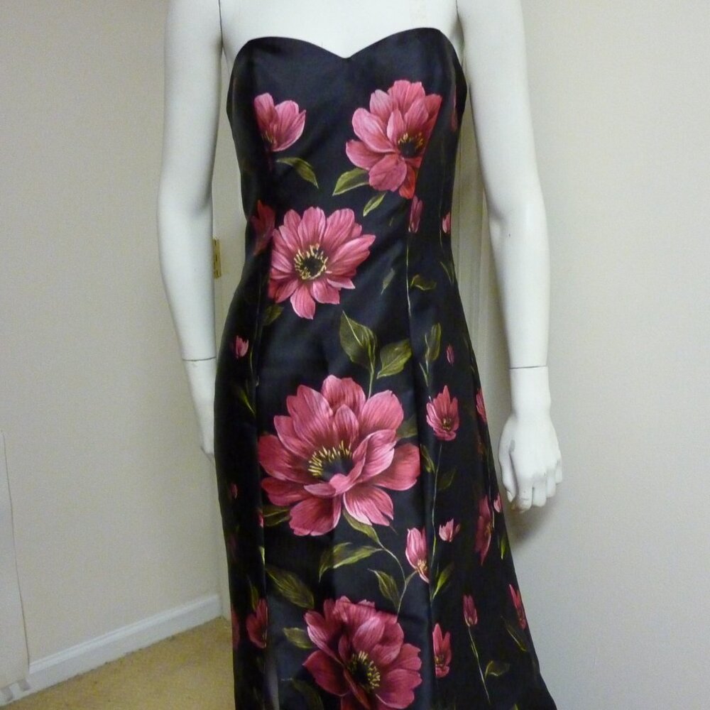 RENE BY RENE RUIZ Strapless Floral Gown With Slit - Picture 8 of 11